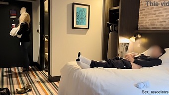 Flashing In The Lobby: A Hotel Guest Gets Caught Jerking Off And Asks The Maid For Help